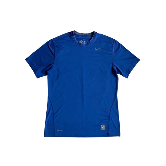 Nike Other - Nike Pro Combat Mens Dri Fit T-Shirt Size L Blue Fitted Short Sleeve Crewneck